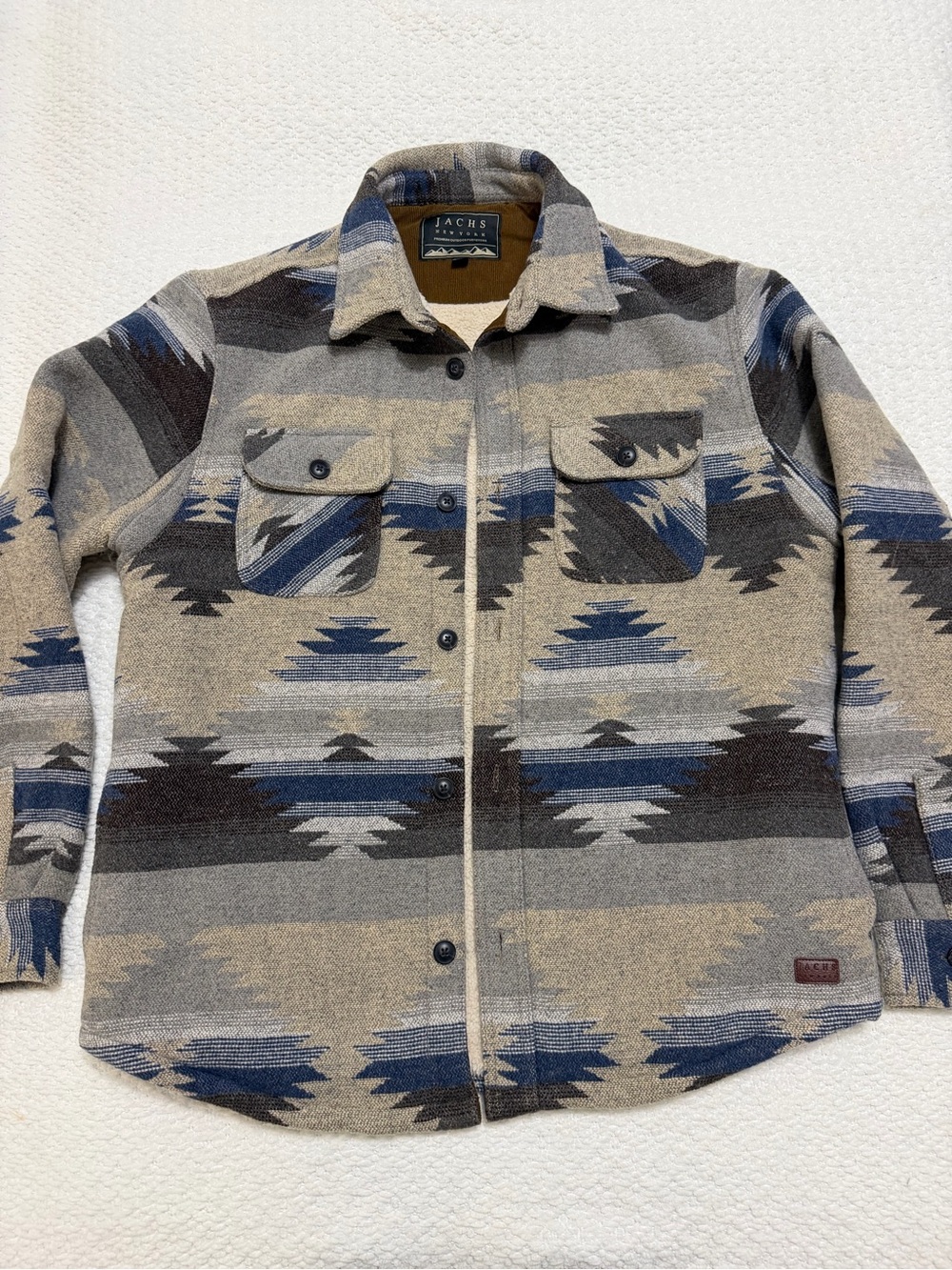 JACHS New York Aztec Wool Blend Sherpa Lined Fleece Shirt Jacket Men's Size L